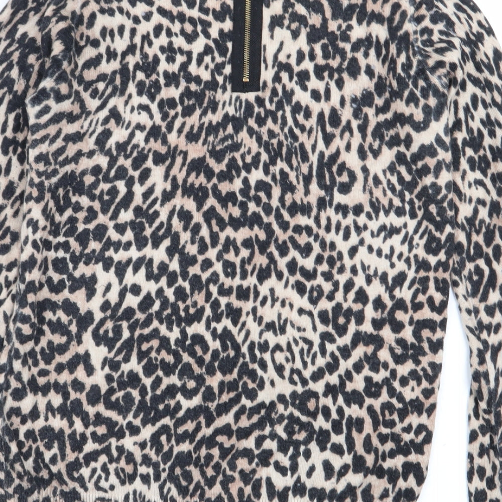 Warehouse Womens Multicoloured Animal Print Basic T-Shirt Size 10