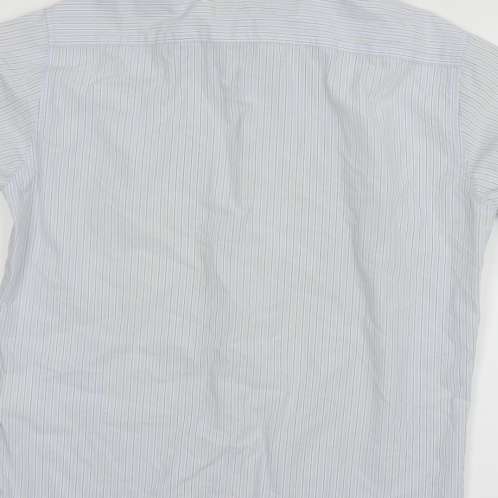 Carter Mens Blue Striped Button-Up Size S