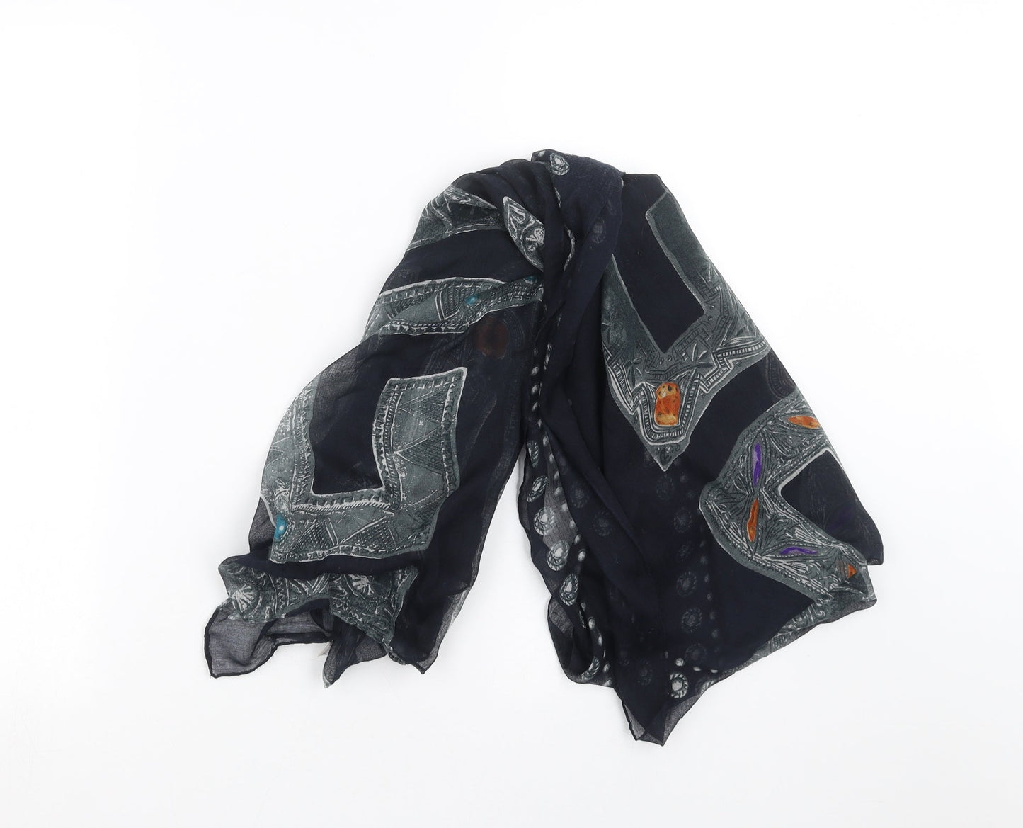 Preworn Womens Blue Geometric Scarf