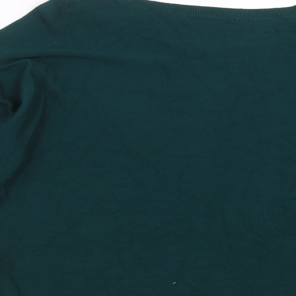 George Womens Green Knit Pullover Jumper Size 14 - Button Sleeve Detail