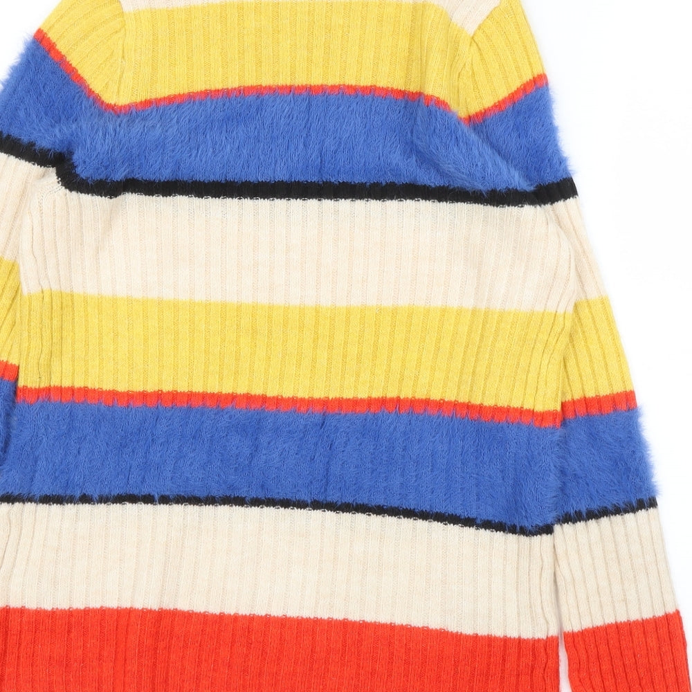 Next Womens Orange Striped Pullover Jumper Size 10