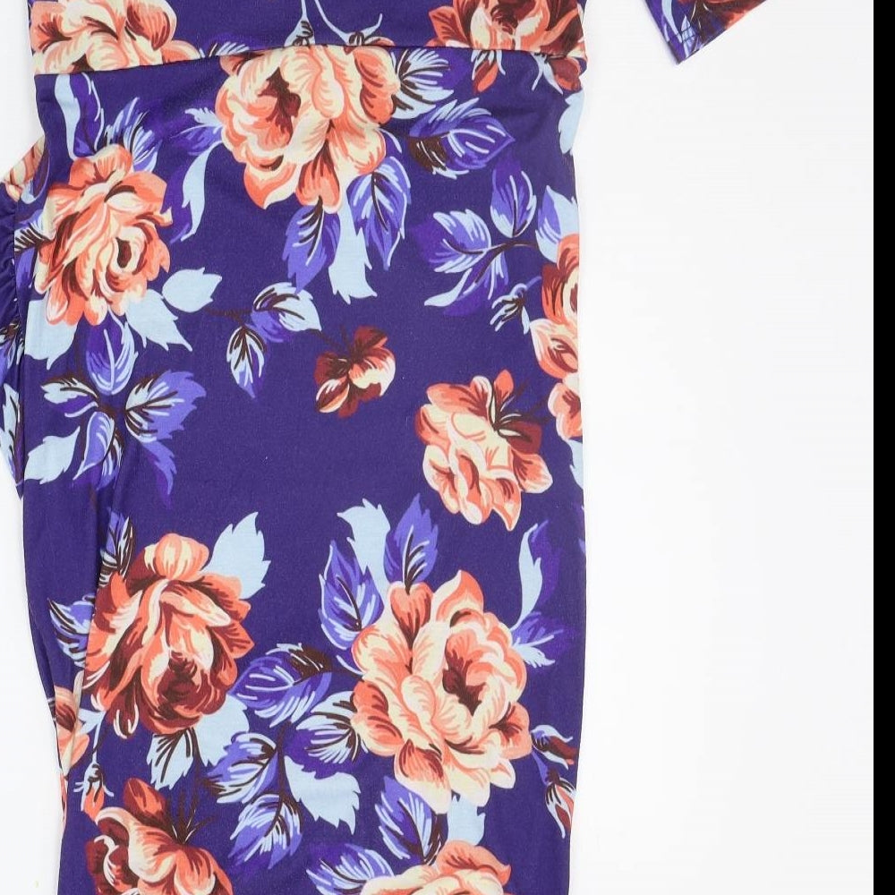 ASOS Womens Blue Floral A-Line Size 12