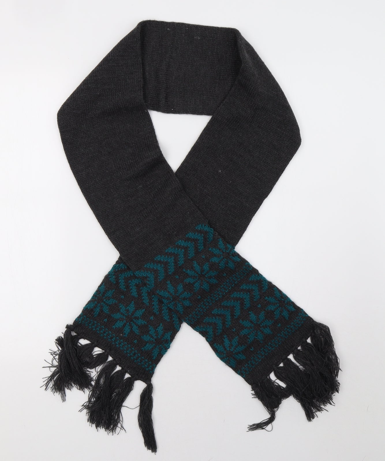 Preworn Mens Grey Geometric Knit Scarf One Size