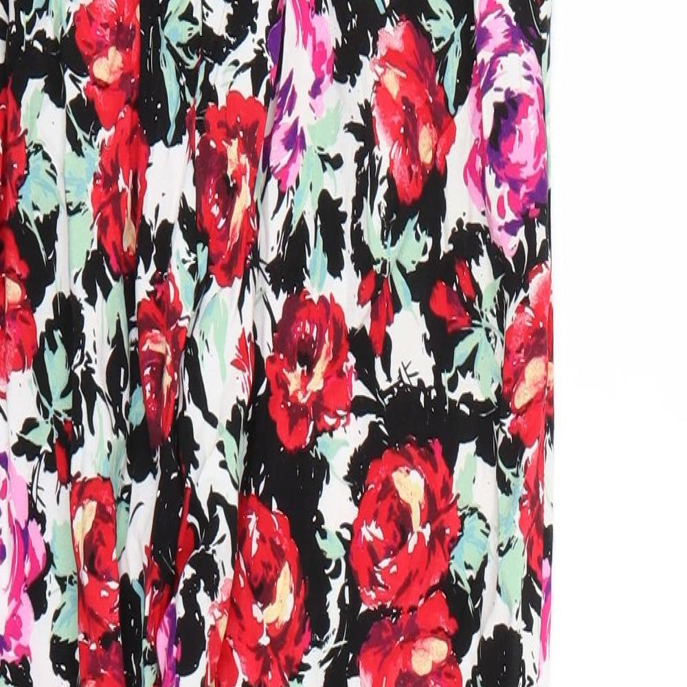 blue chameleon Womens Multicoloured Floral Trousers Size 10 L24 in