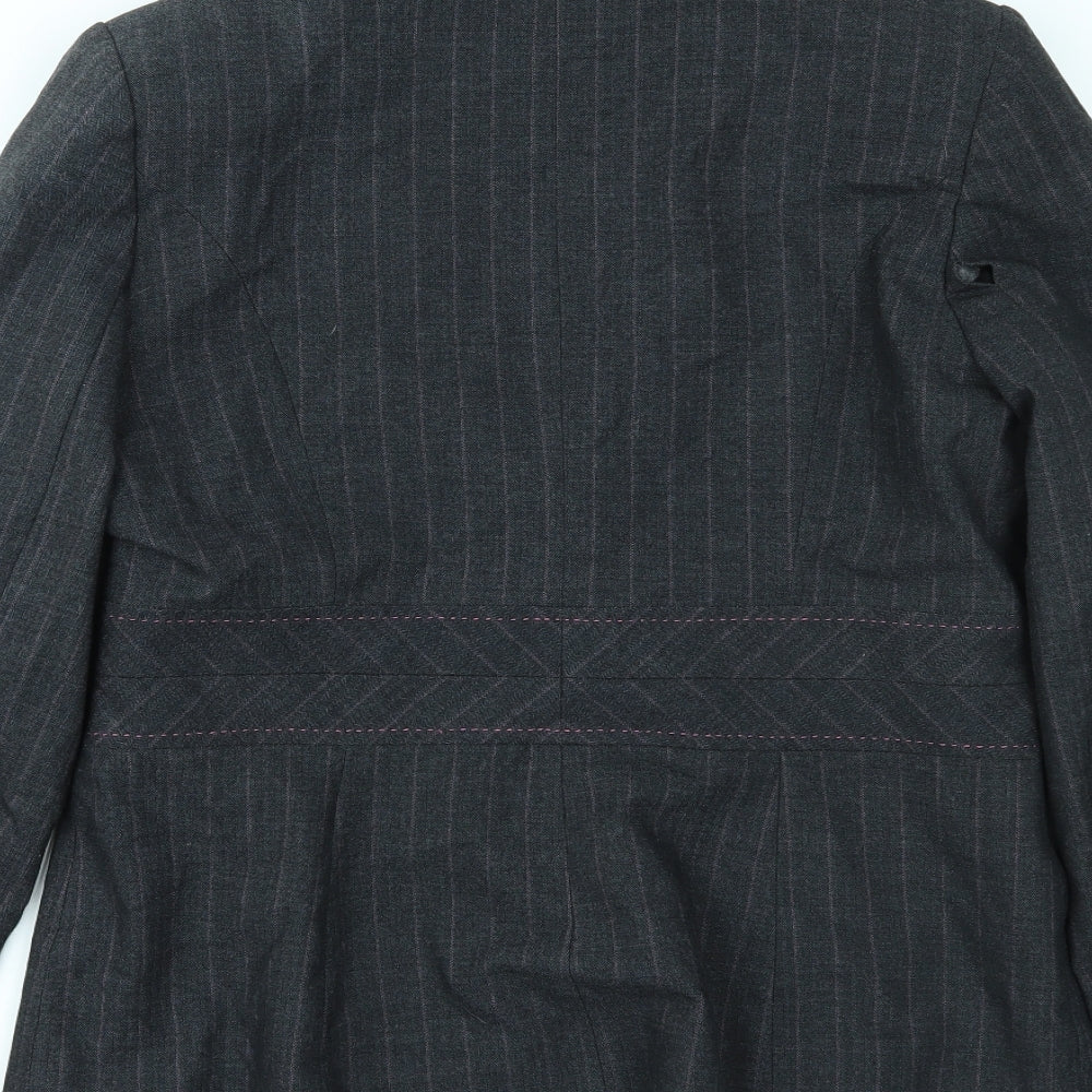 Preworn Womens Grey Striped Jacket Blazer Size 14