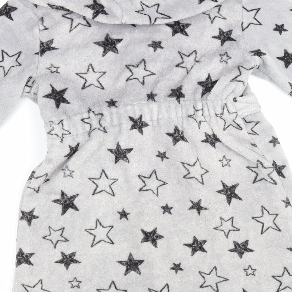 George Girls Grey Geometric Kimono Robe Size 6-7 Years - Star Print