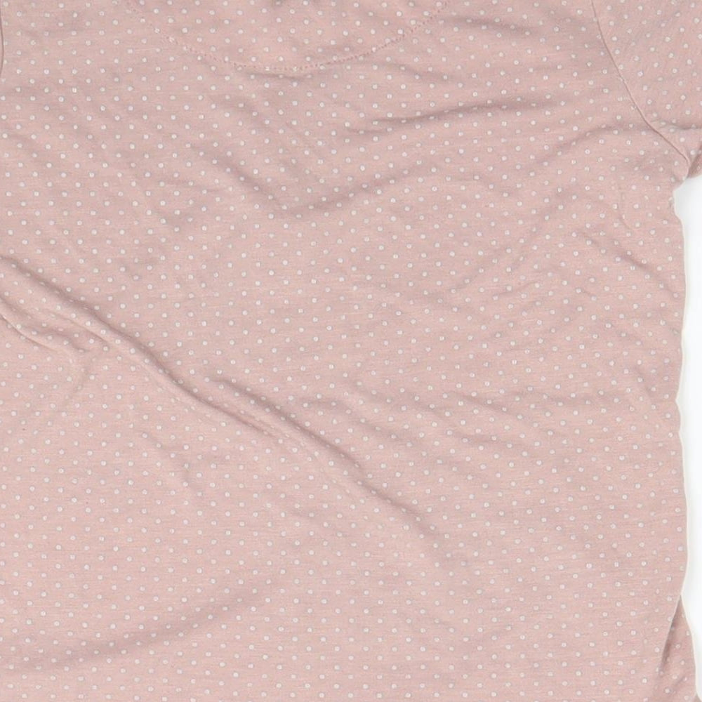 Preworn Girls Beige Spotted Basic T-Shirt Size 7 Years