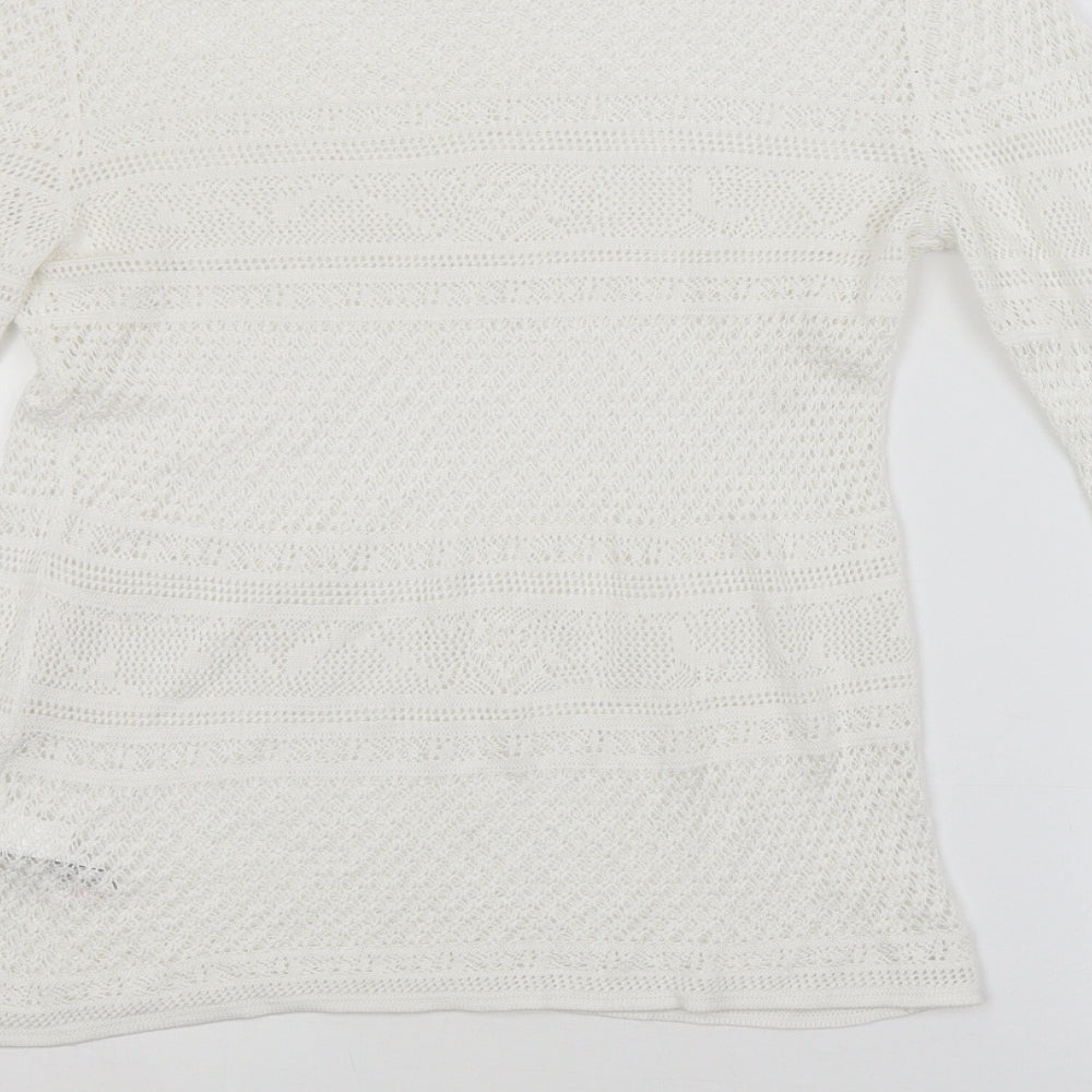 Next Womens White Argyle/Diamond Pullover Jumper Size 10