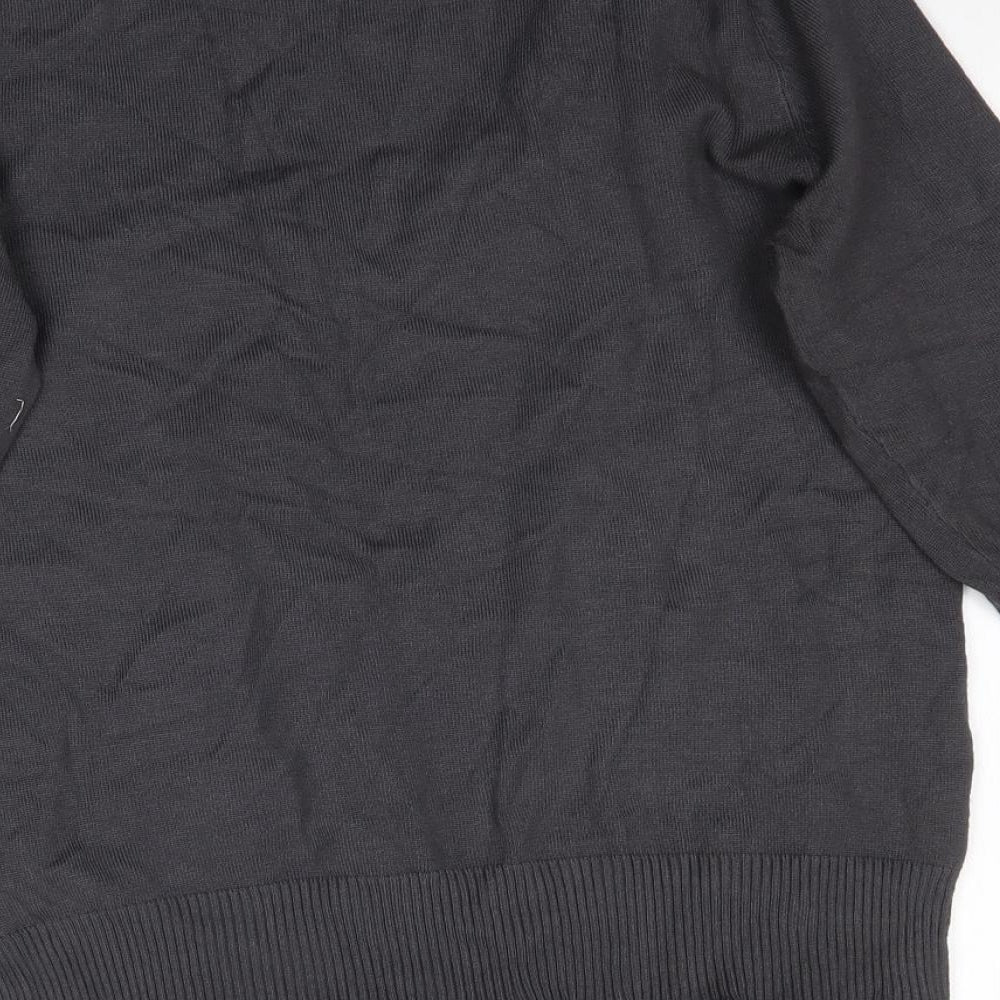 Marks & Spencer Womens Grey Knit Basic Blouse Size 10 - collar detail