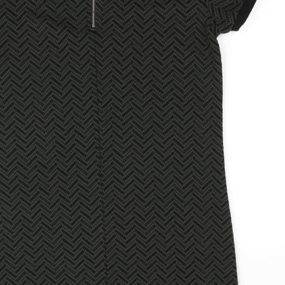 Papaya Womens Green Herringbone A-Line Size 12 - Back Zip