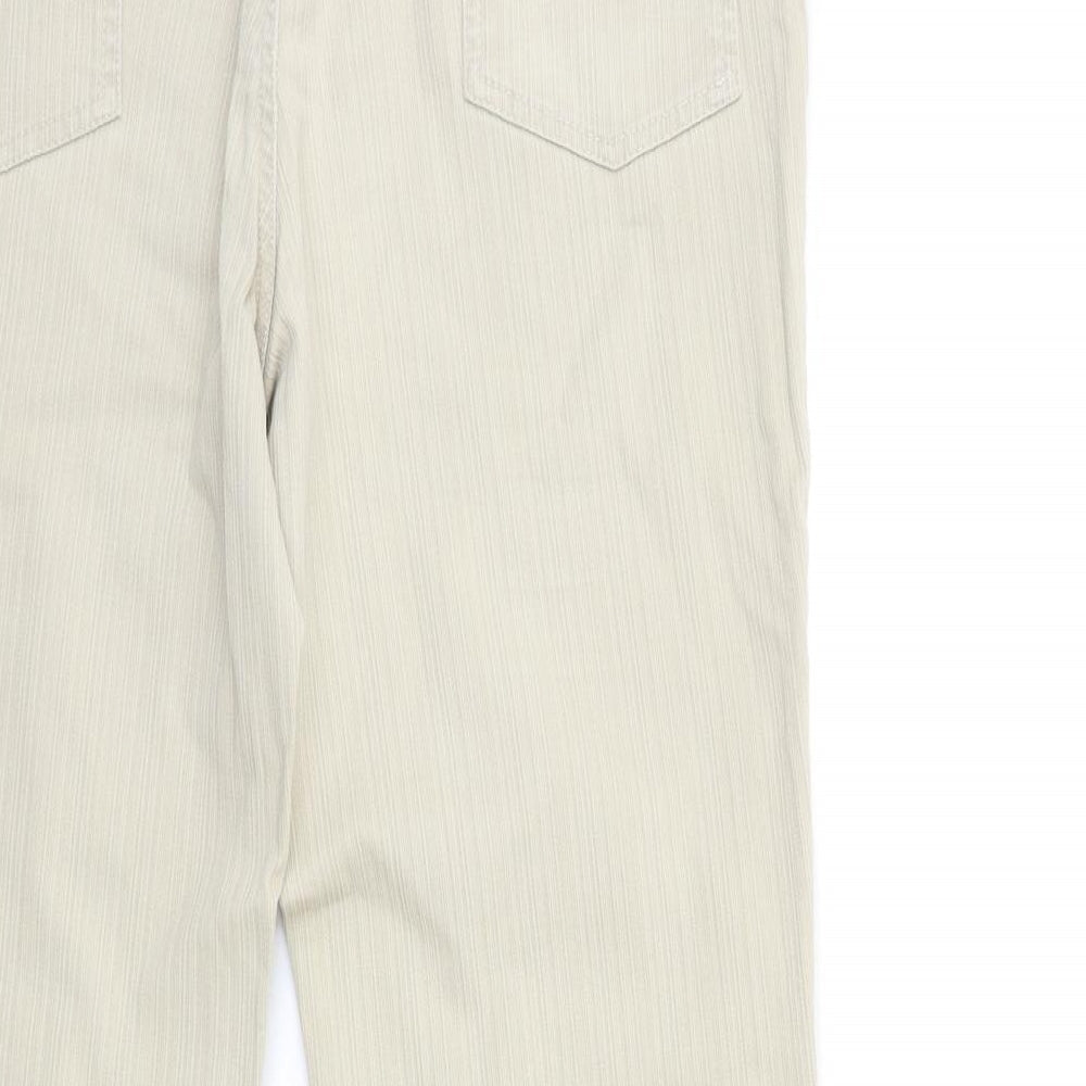 M&Co Womens Beige Denim Flared Jeans Size 14 L29 in