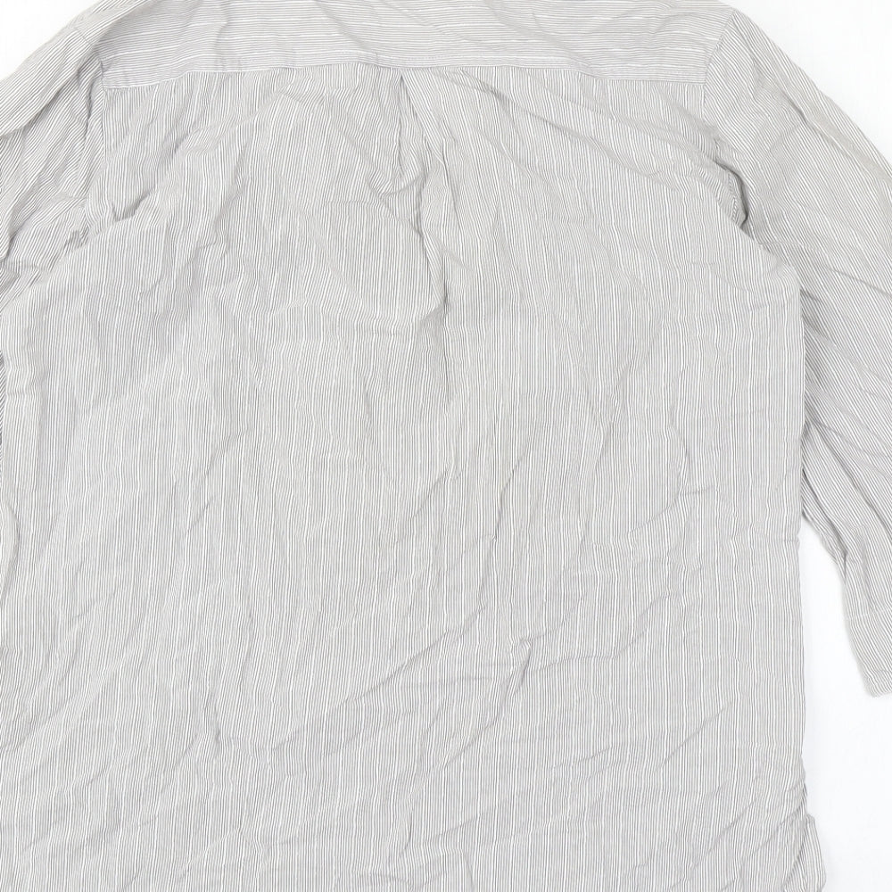 F&F Womens Grey Striped Basic Button-Up Size 8