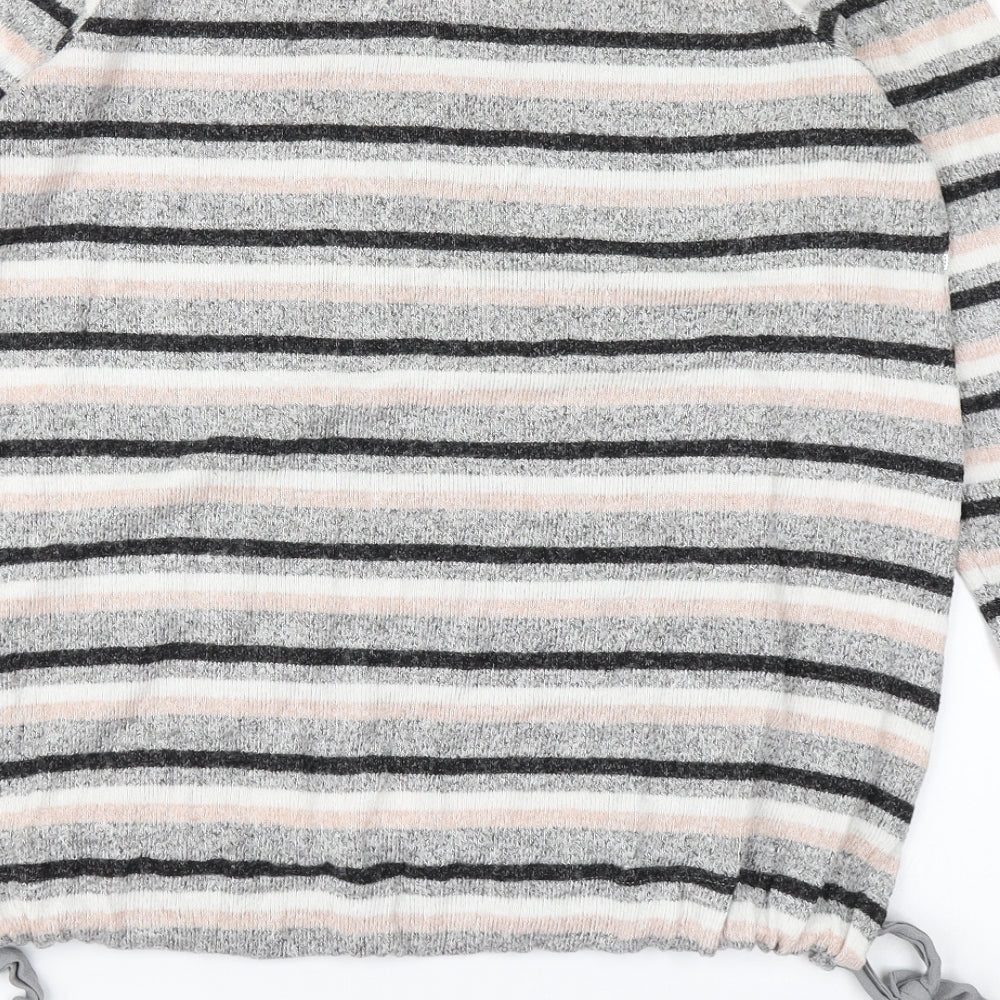 Next Womens Pink Striped Knit Pullover Jumper Size 10