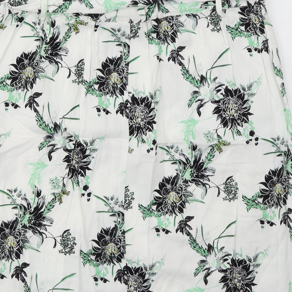 Saint Tropez Womens White Floral A-Line Skirt Size M