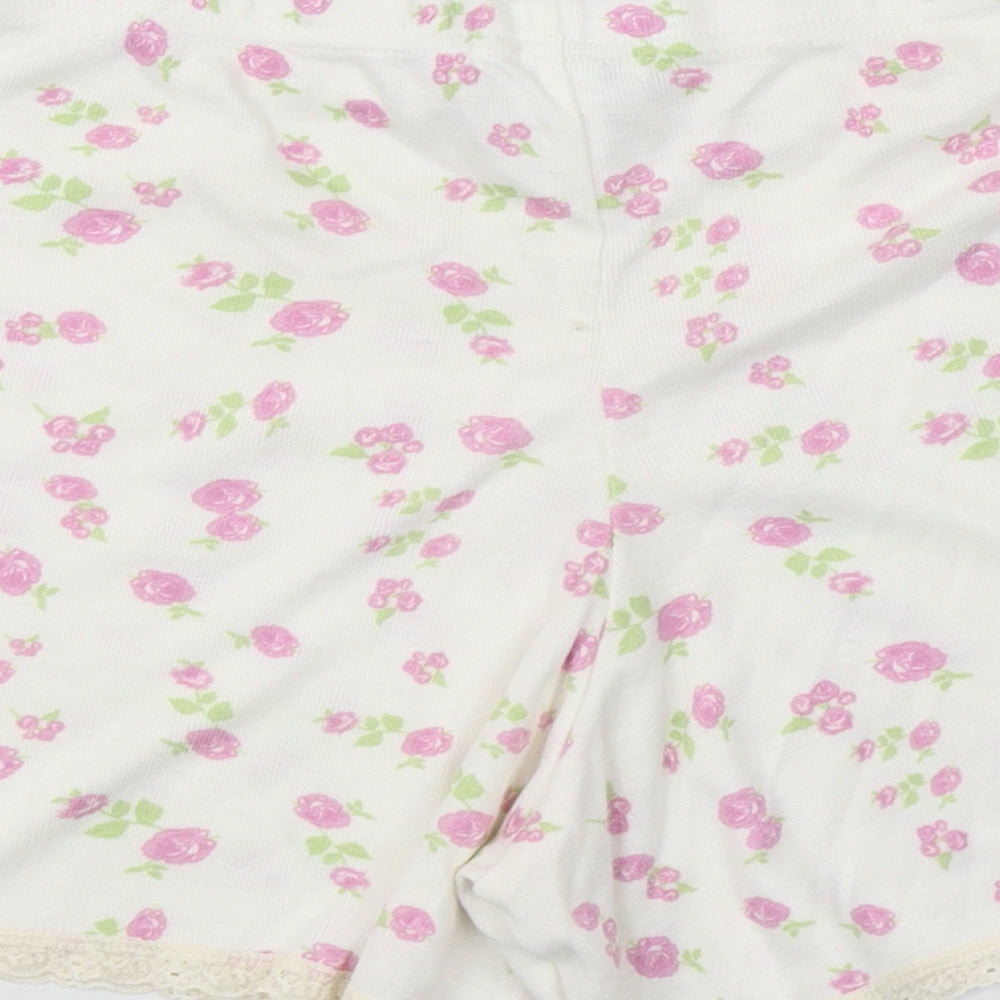 Polkadot Womens White Floral Hot Pants Shorts Size L