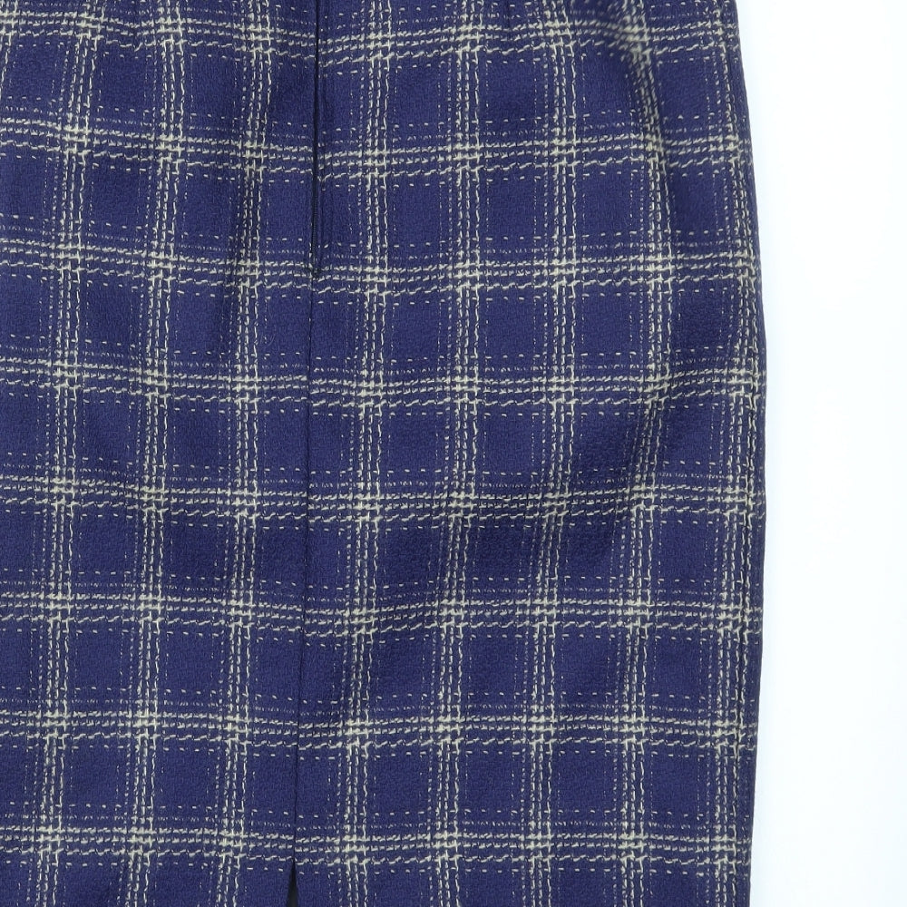 Preworn Womens Blue Check Bandage Skirt Size 32 in