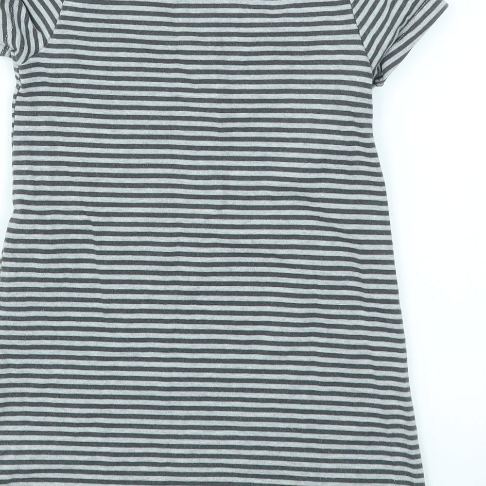 VERTBAUDE Girls Grey Striped Fit & Flare Size 5 Years