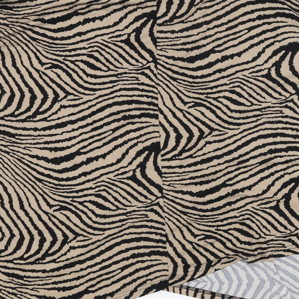 Quix Womens Orange Animal Print Basic T-Shirt Size 2XL