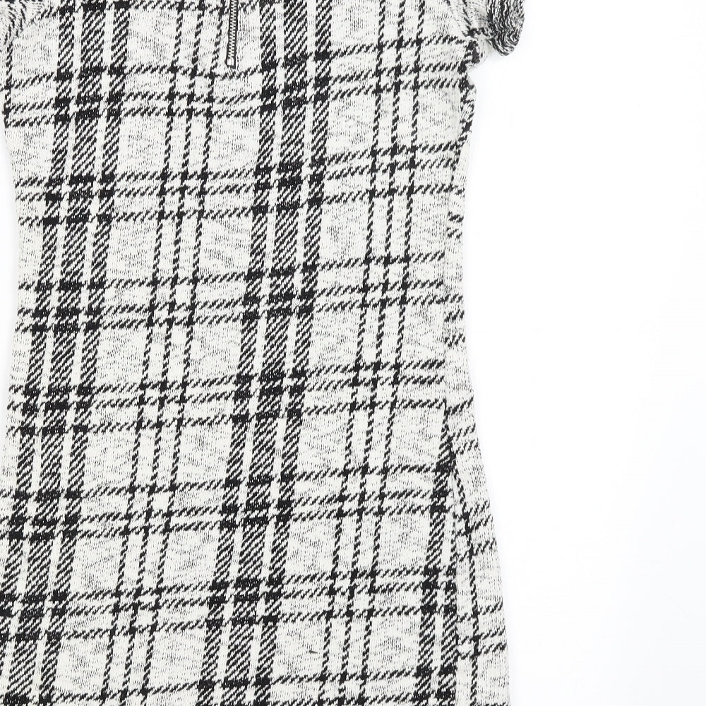 Select Womens White Plaid Pencil Dress Size 6