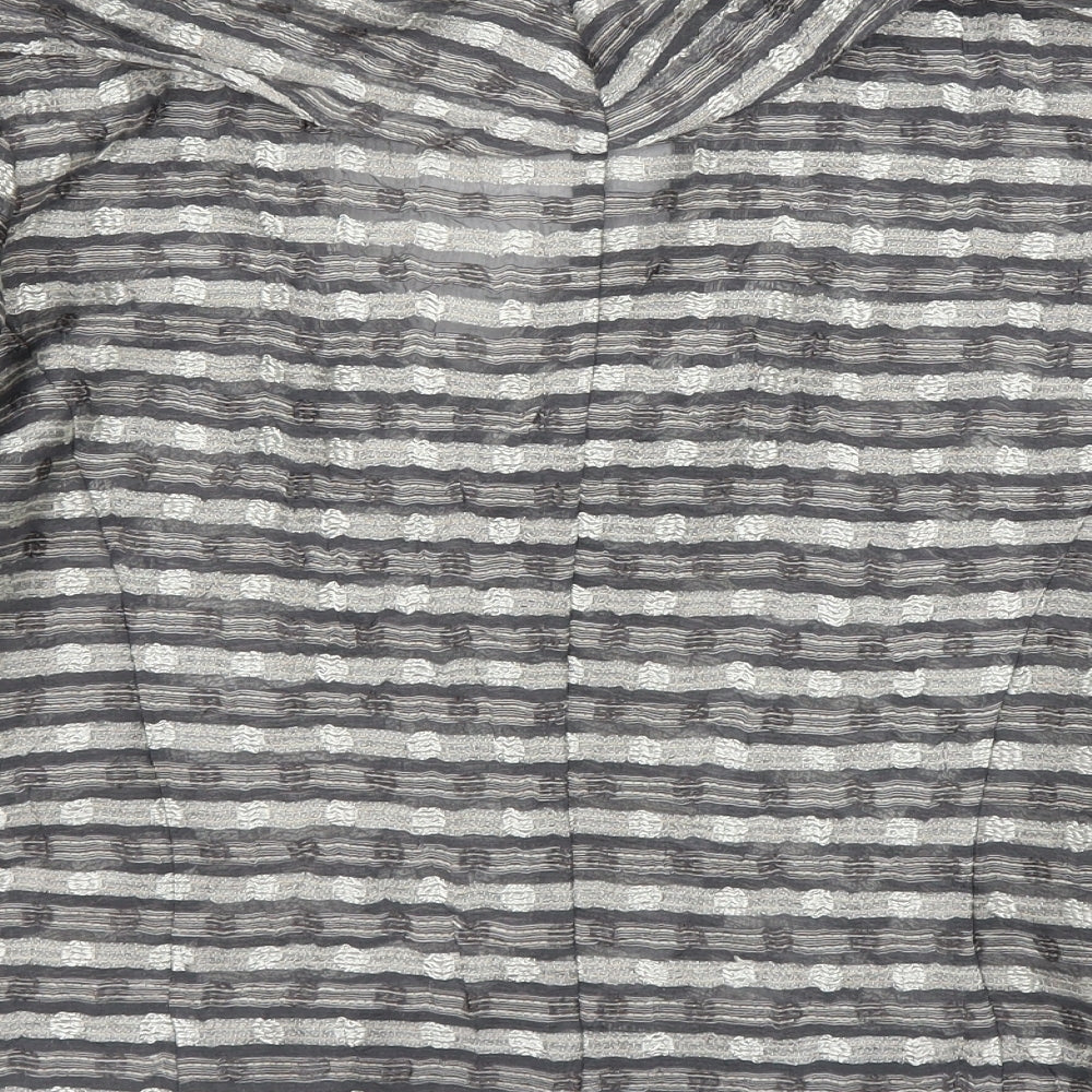 Minuet Womens Silver Striped Cardigan Jumper Size 12
