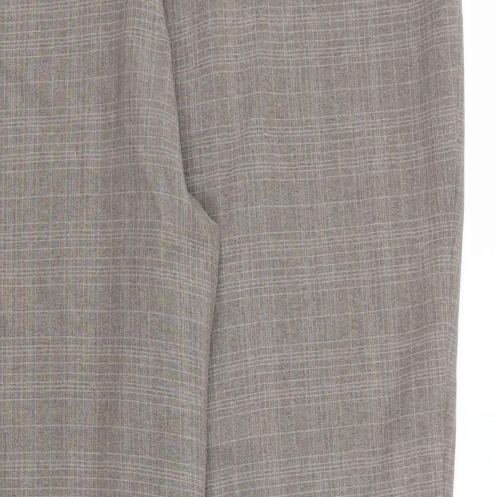 Marks & Spencer Womens Brown Check Trousers Size 16 L27 in