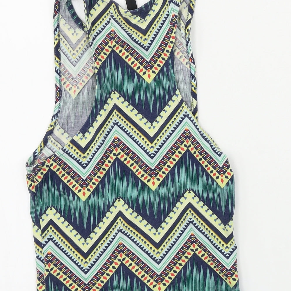H&M Womens Green Geometric Basic Tank Size XS