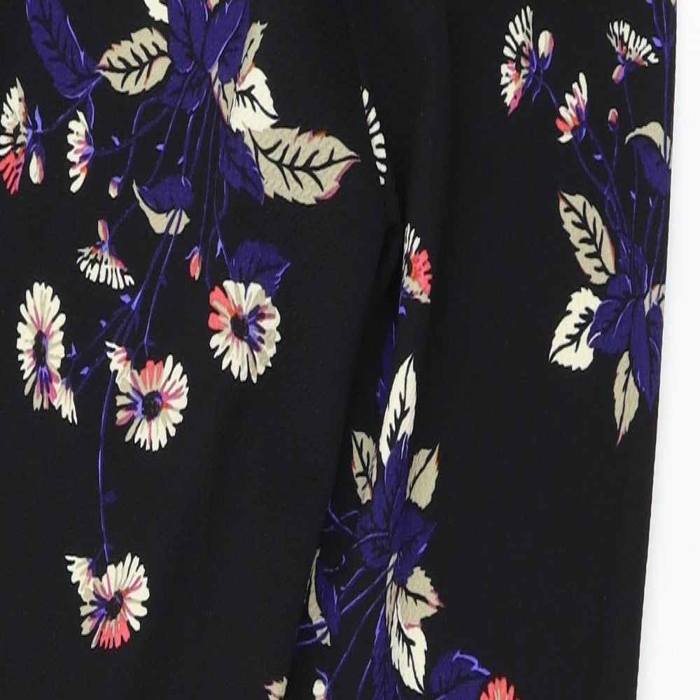 Next Womens Black Floral Trousers Size 8 L28 in