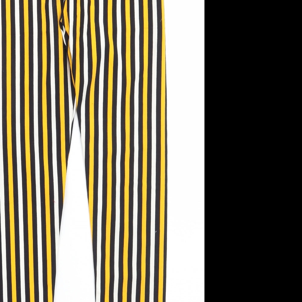 Debut Womens Yellow Striped Capri Leggings