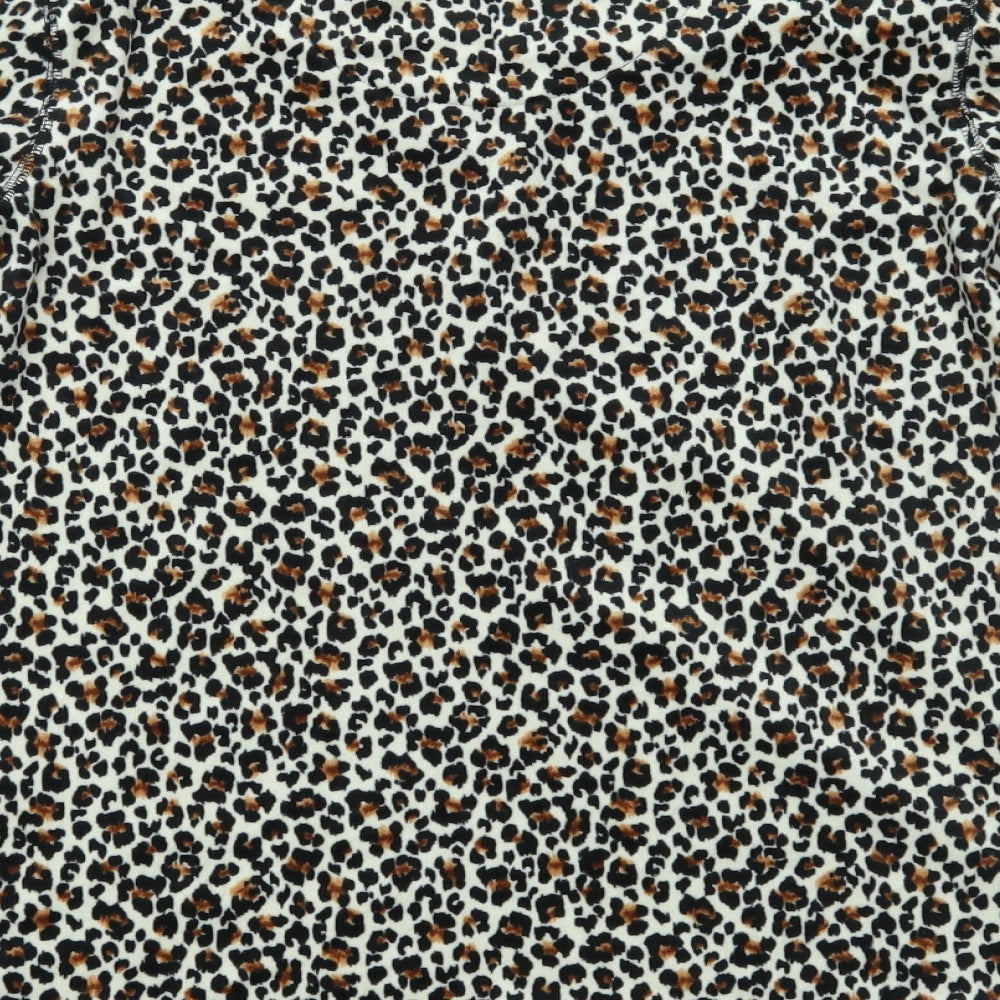 Carole Hochman Womens Brown Animal Print Basic Blouse Size S