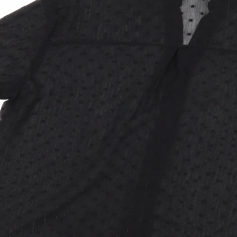Season Womens Black Polka Dot Basic Button-Up Size M - See Through