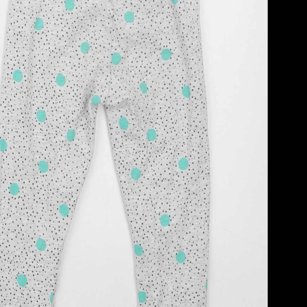 Mothercare Girls Grey Geometric Capri Trousers Size 2 Years