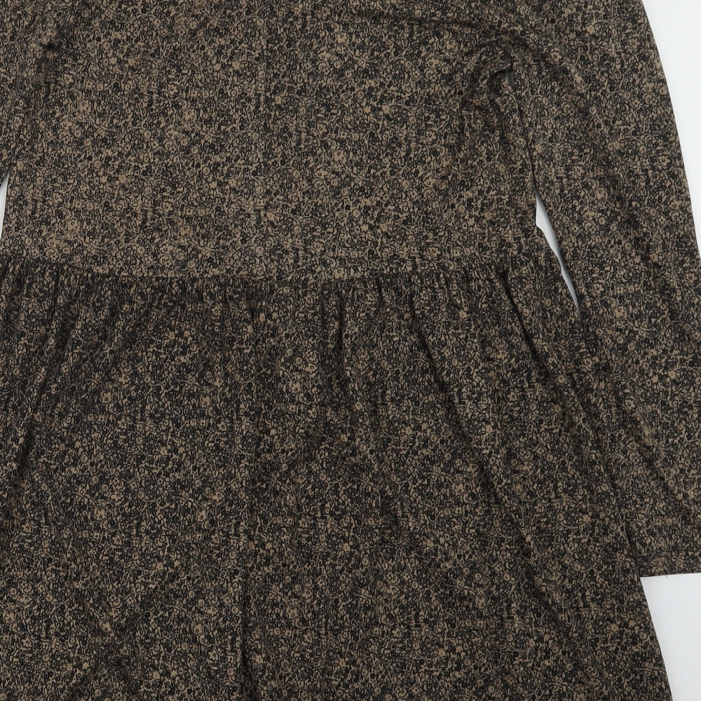 Zara Womens Beige Floral T-Shirt Dress Size S