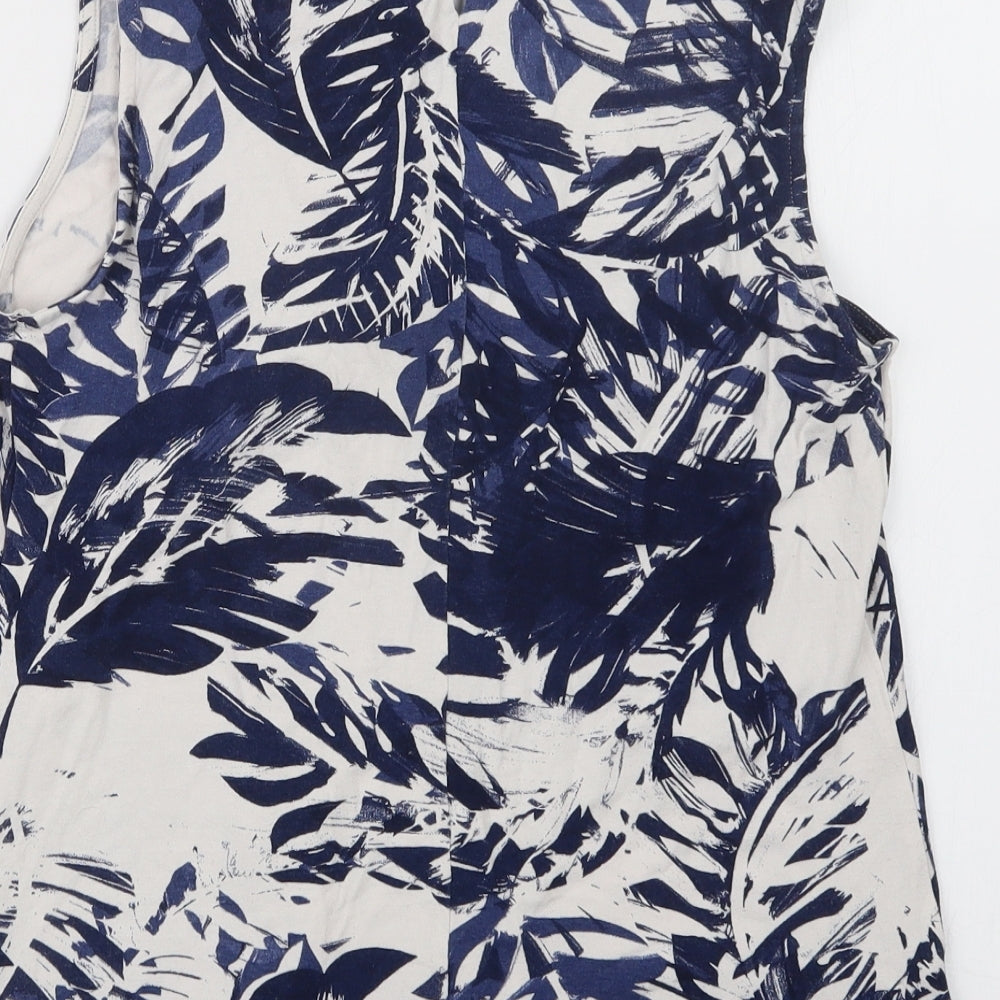 Soon Womens Blue Geometric Basic Button-Up Size 12