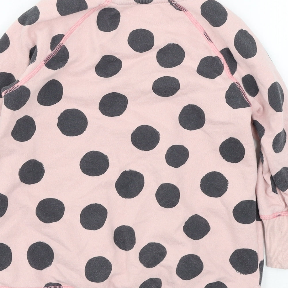 NEXT Girls Pink Polka Dot Jersey Pullover Sweatshirt Size 5 Years