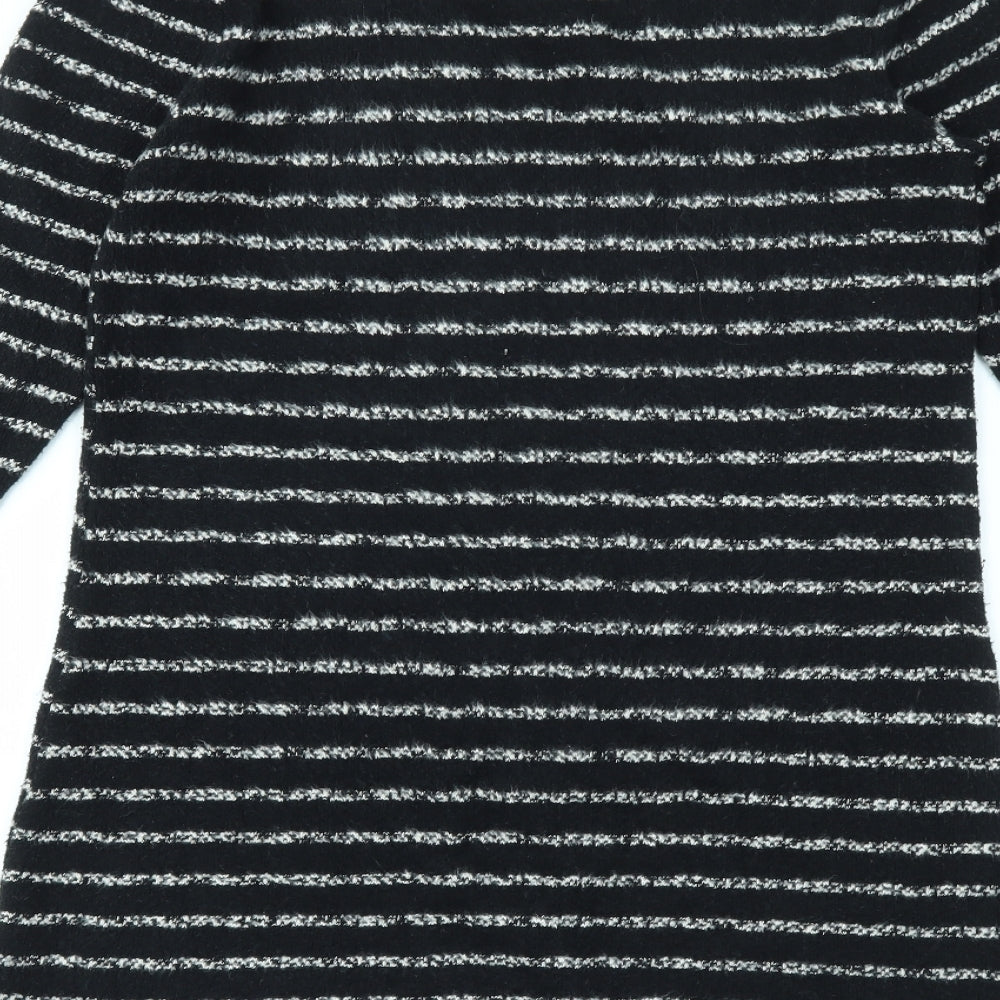 Papaya Womens Black Striped Fit & Flare Size S