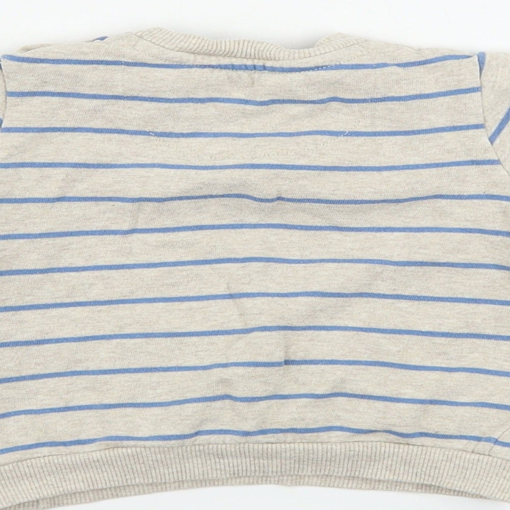 F&F Boys Beige Striped Pullover Jumper Size 9-12 Months