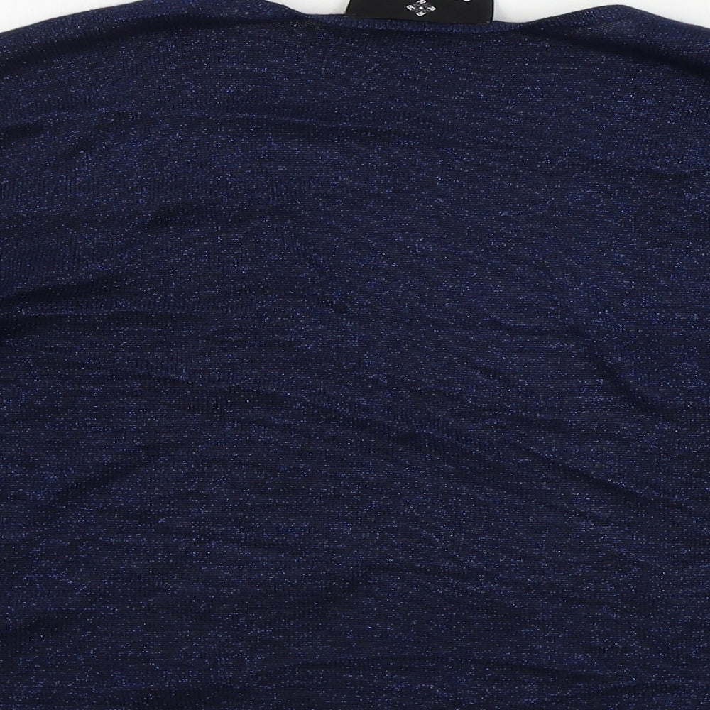 Ronni Nicole Womens Blue Cardigan Jumper Size M