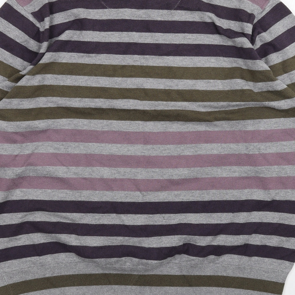 Marks & Spencer Womens Grey Striped Pullover Jumper Size L