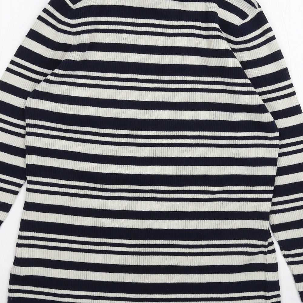Warehouse Womens White Striped Basic T-Shirt Size 12