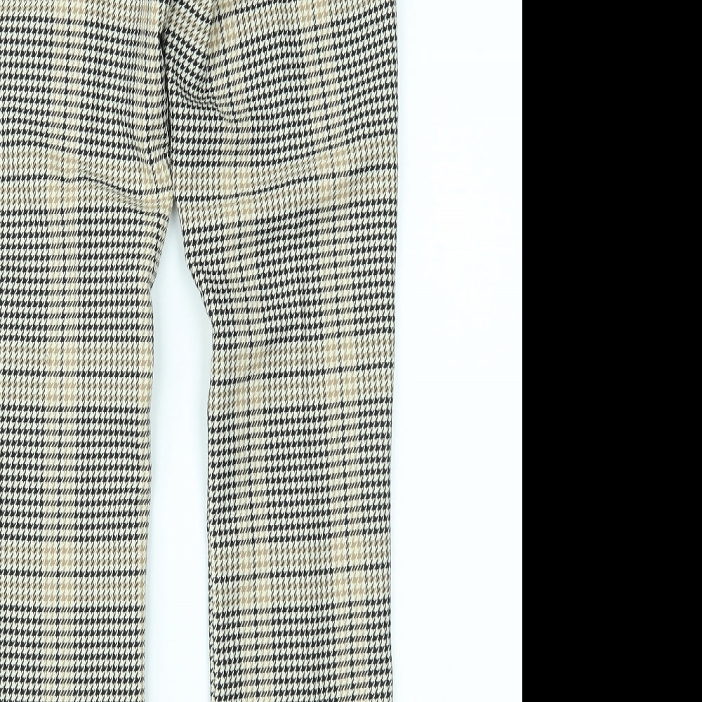 H&M Womens Yellow Houndstooth Trousers Size 6 L26 in