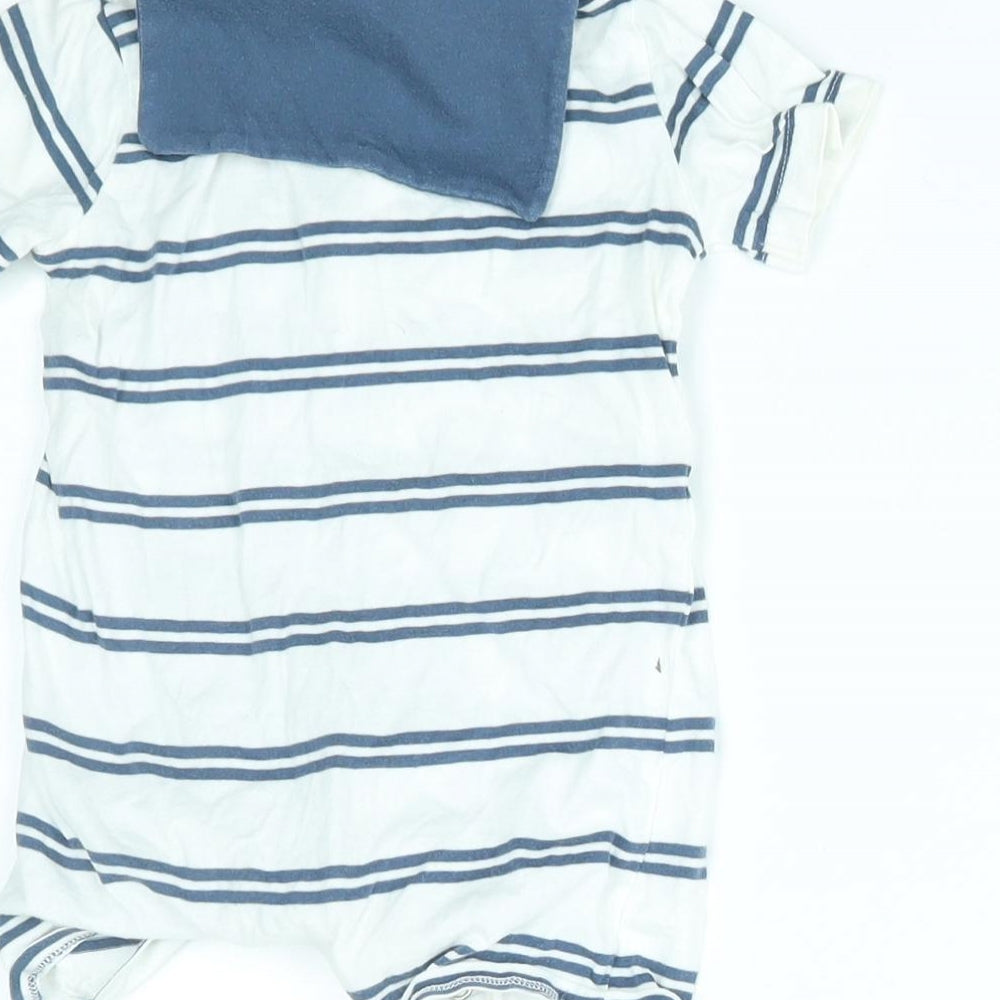 F&F Baby White Striped Babygrow One-Piece Size 6-9 Months - small cape