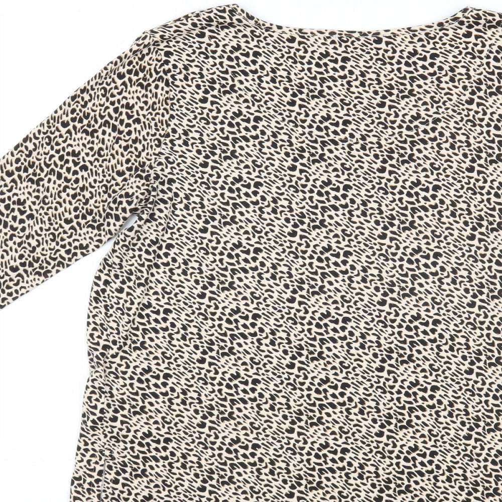 Principles Womens Beige Animal Print Basic Blouse Size 14