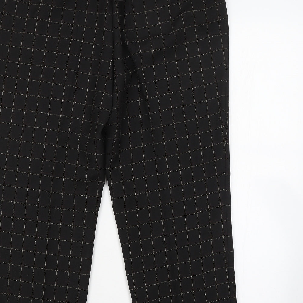 Marks & Spencer Womens Brown Check Trousers Size 18 L26 in