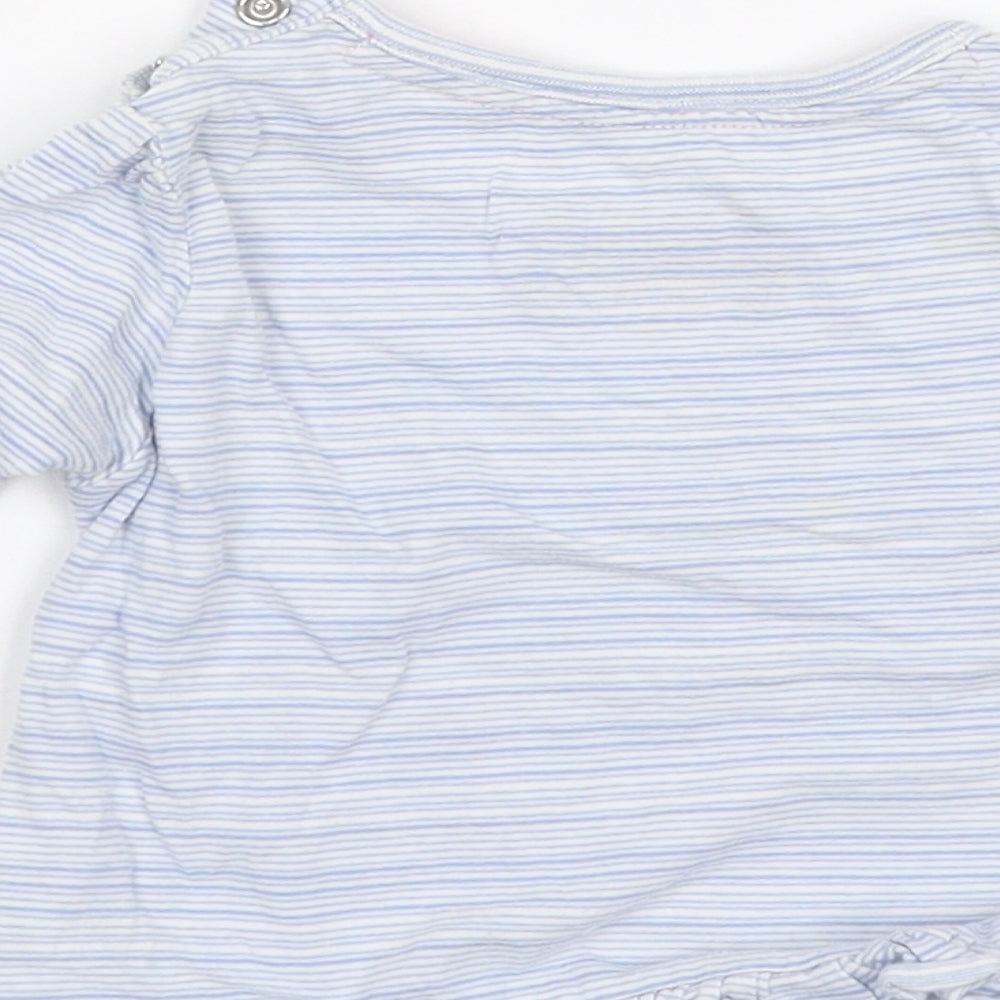 Earlydays Girls Blue Striped Basic T-Shirt Size 3-6 Months