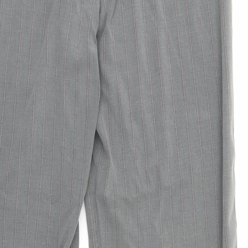 EVIE Womens Grey Striped Trousers Size 16 L30.5 in