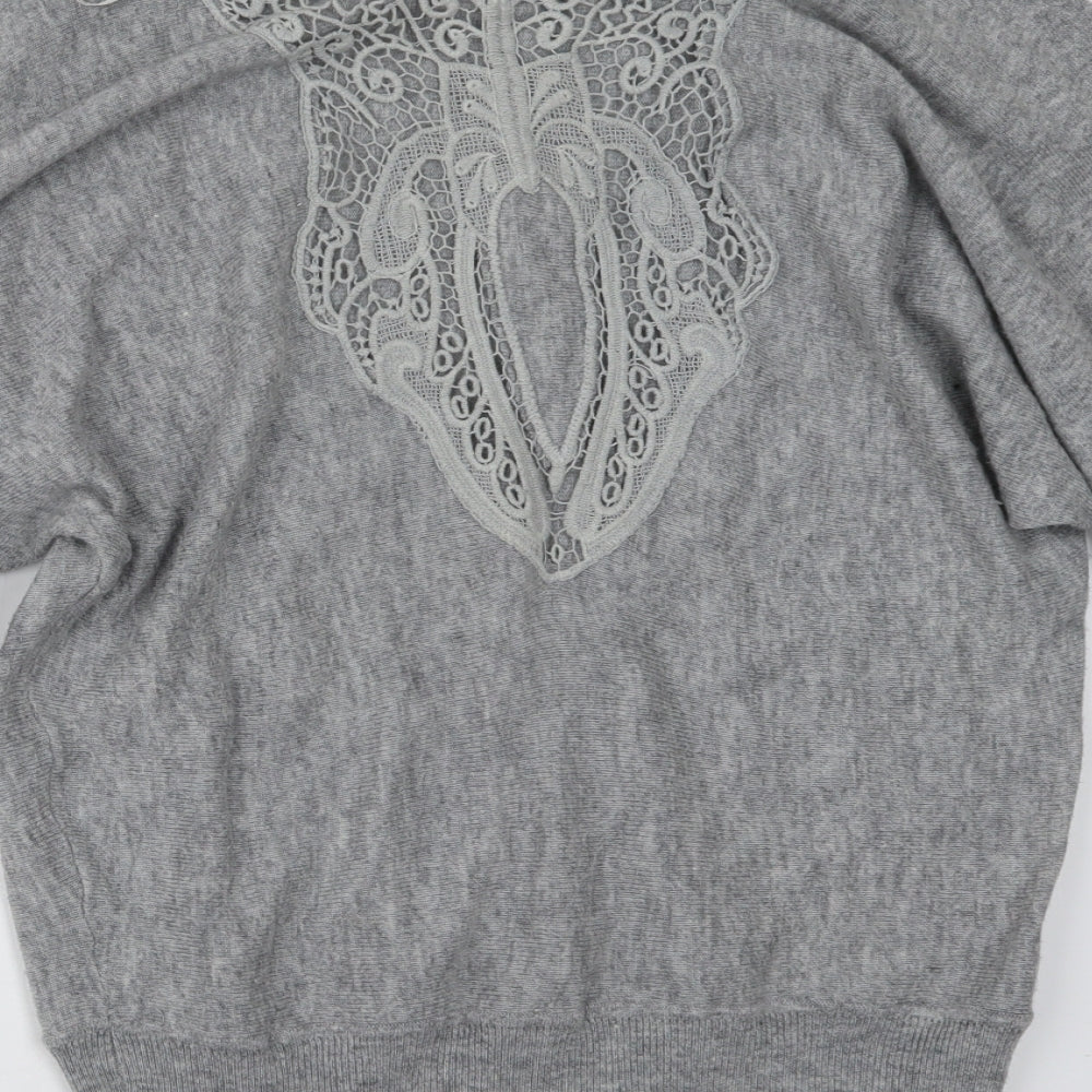 Voulez-Vous Womens Grey Knit Pullover Jumper Size M