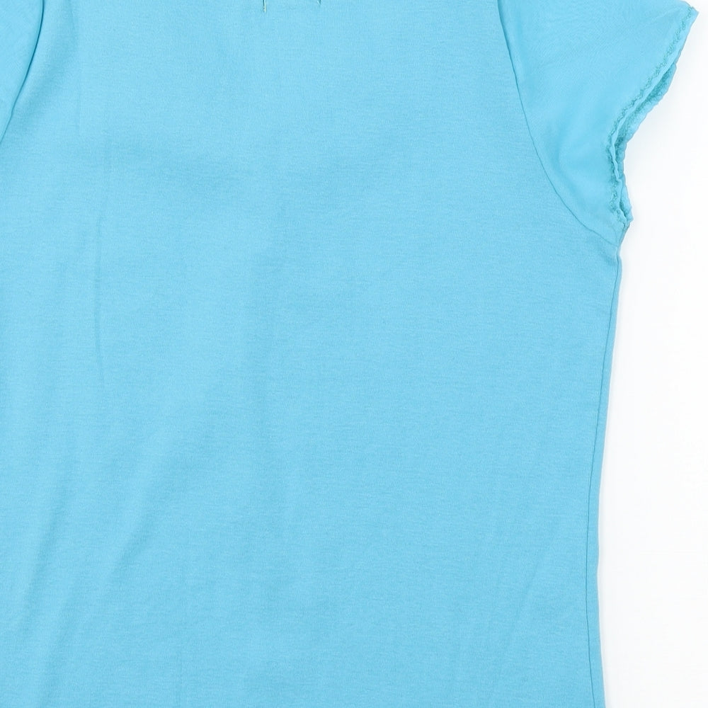 text Womens Blue Jersey Basic T-Shirt Size L