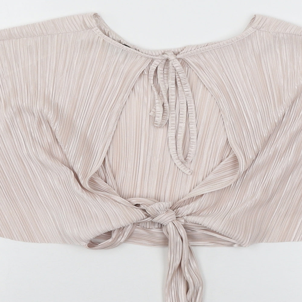 Love Womens Pink Satin Basic Blouse Size XS