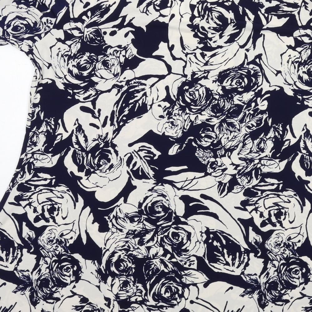 Michele Hope Womens Blue Floral Basic T-Shirt Size 10