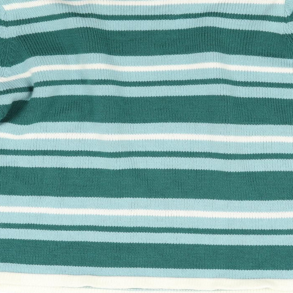 Bonmarché Womens Green Striped Knit Pullover Jumper Size S